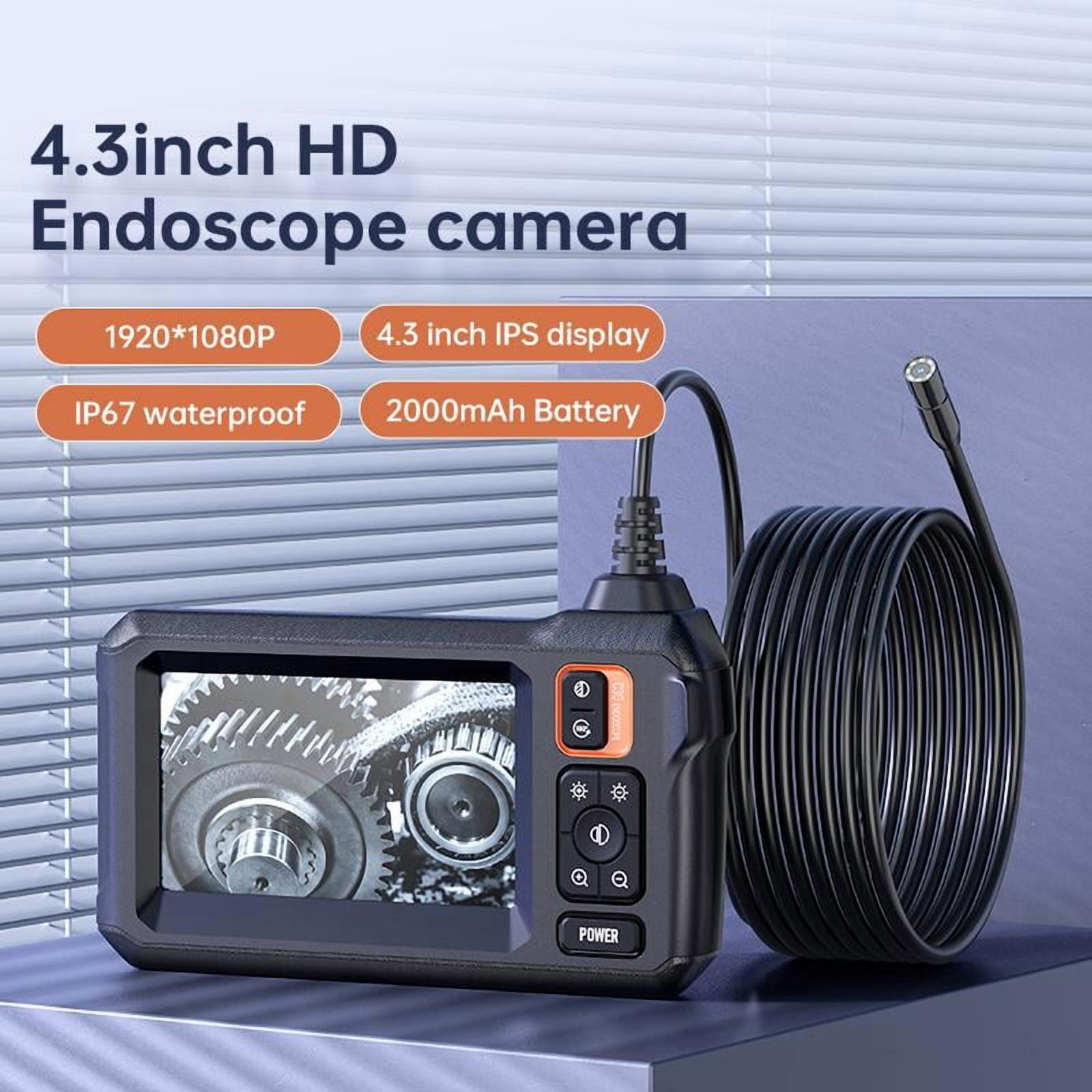 Endoscope Camera with Light - 4.3" LCD Screen Inspection Cameras,IP67 Waterproof Borescope with 8 Adjustable LED Lights,HD 1080P Endoscope Camera 16.5ft Semi-Rigid Cord