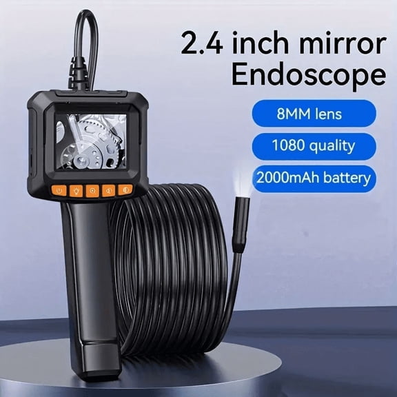 Endoscope Camera With Light, Borescope 1080P HD Inspection Camera With 2.4" IPS Screen Handheld Industrial Digital Snake Camera 16.5ft Semi-Rigid Cable IP67 Waterproof With 8LEDs