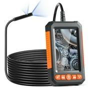 Endoscope Camera with Light, Dual Lens Industrial Borescope, 4.3" Screen 1080P Inspection Camera, 8 + 1 Lights, 4X Zoom, IP67 Waterproof Snake Camera for Auto, Plumbing 16.4FT Cable, 32GB Card