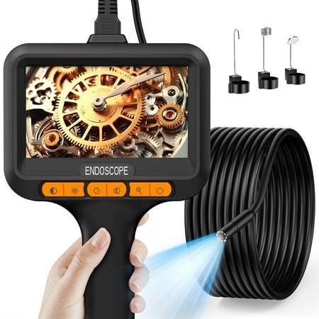 Endoscope Camera with Light,IP67 Waterproof Borescope Camera with 8 Adjustable LED Lights 4.3" LCD Screen Borescope HD 8mm 1080P Inspection Cameras with 16.5ft Semi-Rigid Cord Tools for Men,Sewer
