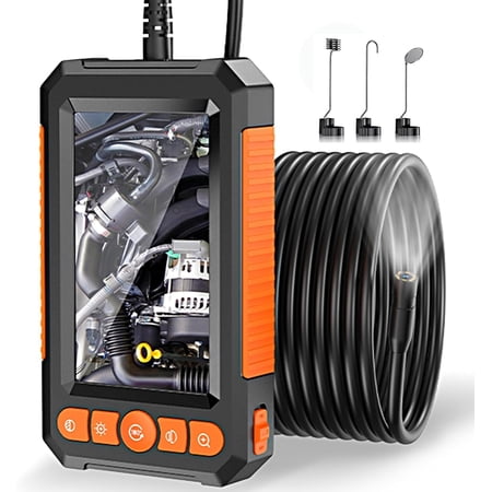 Endoscope Camera with Light - Inspection Borescope Camera with 4.3" IPS Screen, 1920P HD Snake Camera with 8 LED Lights, 16.4FT Semi-Rigid Cord Bore Scope, IP67 Waterproof Endoscope for Sewer(Orange)