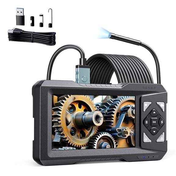 ANGAUSS Borescope Camera 1080P HD 4.3 in IPS Screen 6 LED Lights 16.5 ft Semi-Rigid Cable IP67 Waterproof