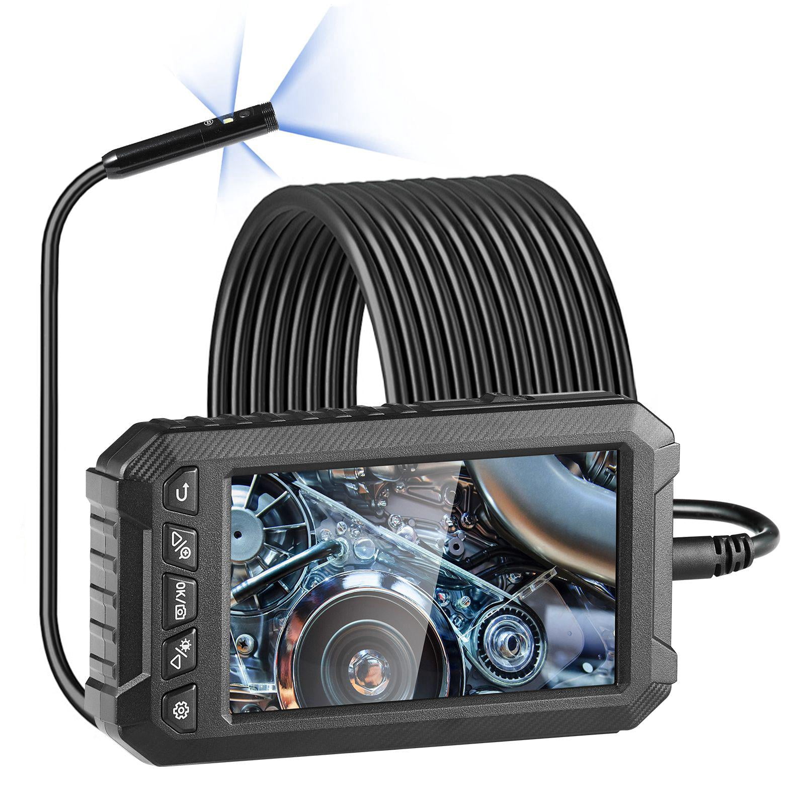 Endoscope Camera with Light Triple Lens Industrial Borescope 5 Inch Screen 1080P Inspection Camera 8 Plus 2 Lights IP67 Waterproof Snake Camera for Automotive Plumbing 16.4FT Cable 32GB Card