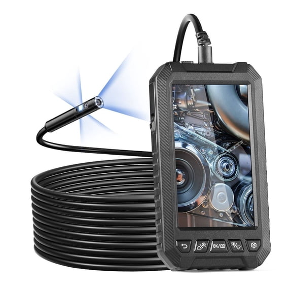 Endoscope Camera with Lights, 16.4FT Borescope, 5" IPS Screen, Triple Lens Inspection Camera for Automotive, Plumbing, HVAC - Adjustable LED & 180 Rotation