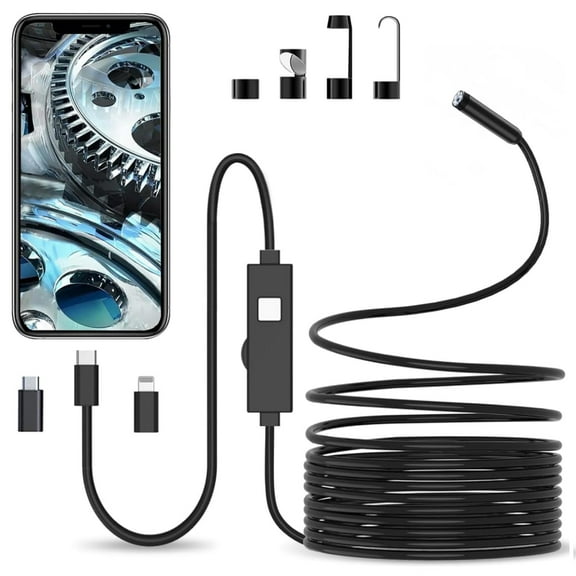 Endoscope Camera w/ Light 1920P HD Borescope 16.4ft Semi-Rigid Snake Camera for iOS Android