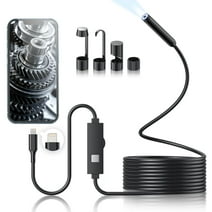 Endoscope Camera w/ Light 1920P HD Borescope 8 Adjustable LED 16.4ft Semi-Rigid Snake Camera for iOS