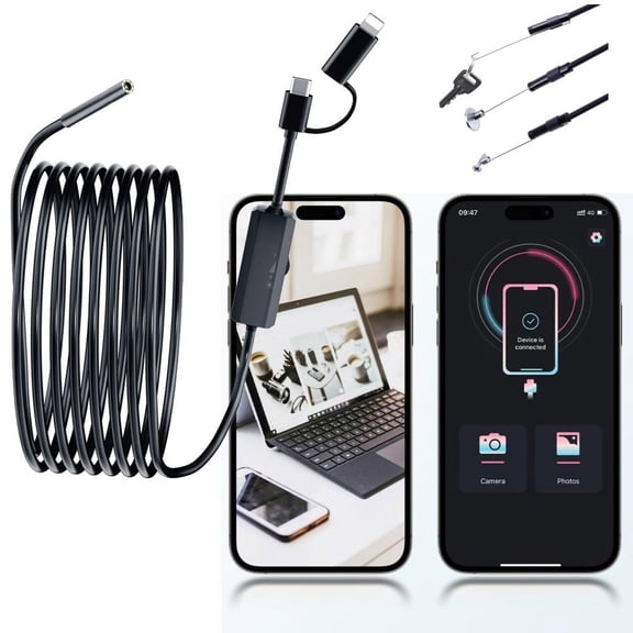 Endoscope Camera with Light for iPhone & iPad 1920P HD 33FT Long 1 Pack