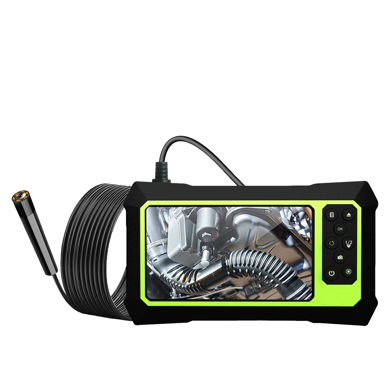 Endoscope Inspection Camera 1080P HD with 4.3 Inch LCD Display Waterproof Borescope Video Camera with Semi Rigid Cable and Adjustable LED Lights for Automotive Plumbing
