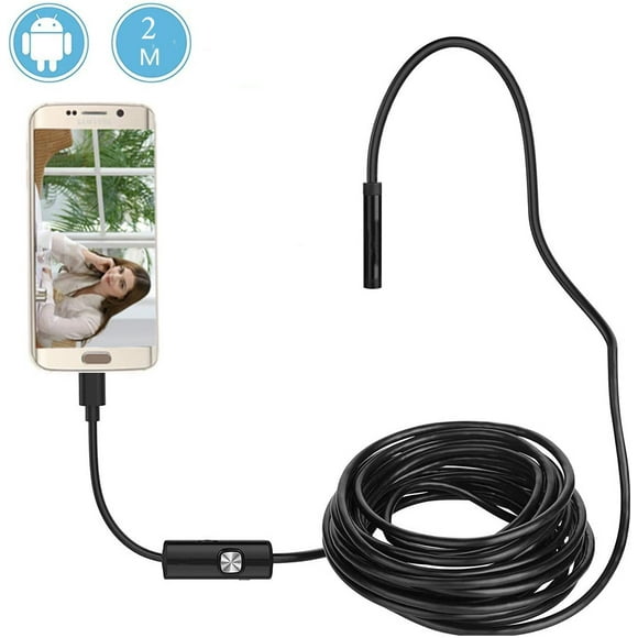 Endoscope, USB Android Borescope Camera 7mm 720P HD Zoomable Auto Focus Inspection Camera with 6 LEDIP67 Waterproof Semi-Rigid Flexible Duct Camera and Snake Cable 5M