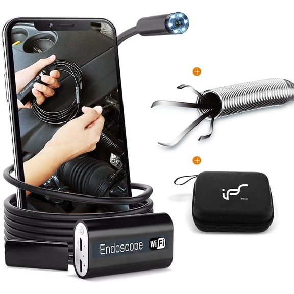 Endoscope WiFi, Wireless Camera for Android 2.0MP Borescope Inspection with Flexible Grabber 16.4ft (5M)