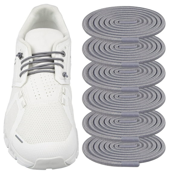 Endoto 3 Pairs Elastic Shoelaces for ON Cloud 5 & 6 No Tie Replacements Shoes Laces Stretchy Bungee Running Training(Color:Dark Gray,Size:28Inch)