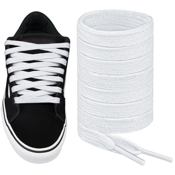 Endoto Shoelaces Replacement Flat Shoe Laces for Vans Skate Sneaker Shoes Old Skool(Color:White,Size:58Inch)
