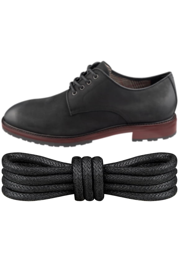 Waxed Shoelaces for Cole Haan Replacement Round Shoe Laces Oxford Golf Shoes(Color:Black,Size:38Inch)