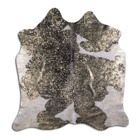 Endow cowhide rugs for sale GOLD METALLIC ON BLACK AND WHITE rug