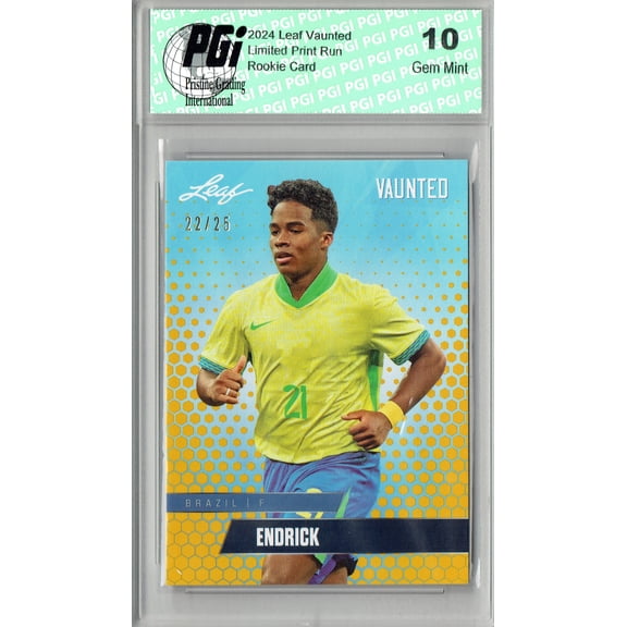 Endrick 2024 Leaf Vaunted #V-05 Gold SP 25 Made Debut Year Rookie Card PGI 10
