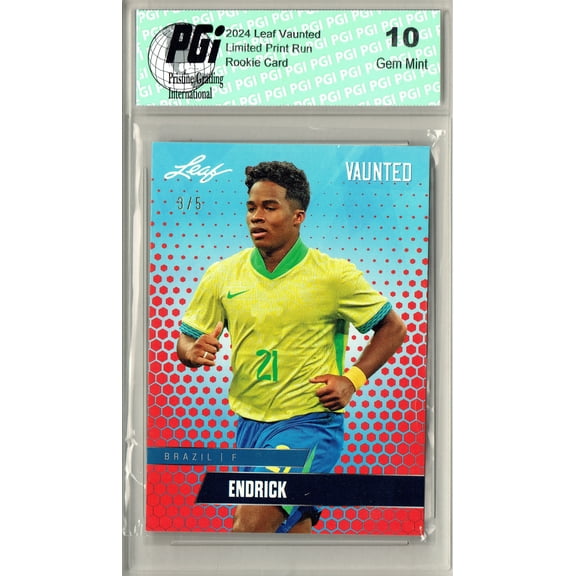 Endrick 2024 Leaf Vaunted #V-05 Red SP 5 Made Debut Year Rookie Card PGI 10