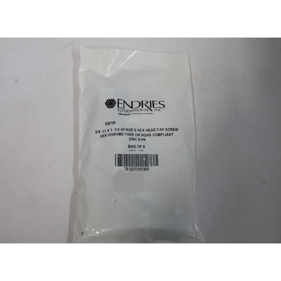 Endries EB706 5/8-11 x 1-1/2 Grade 5 Hex Head Cap Screw, 20 Packs of 8