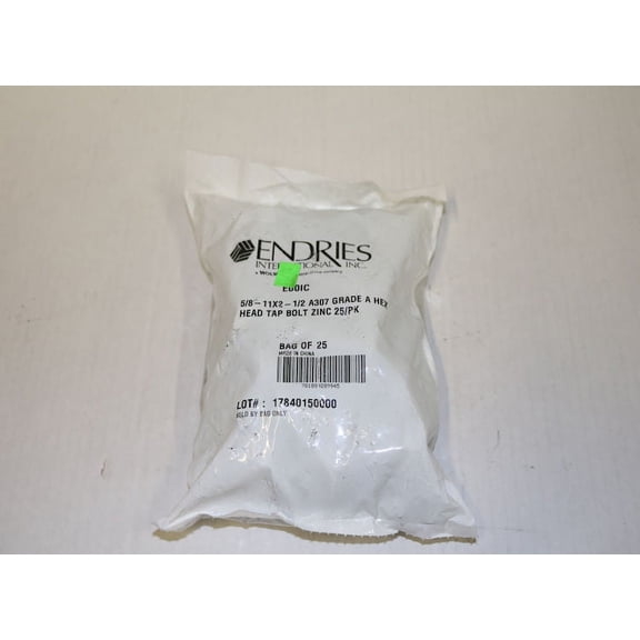 Endries International 5/8-11X2 A307 Grade A Hex Head Tap Bolt - 25 Pack