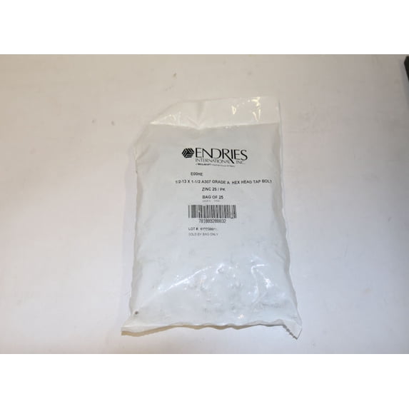 Endries International E00HE 1/2-13 x 1-1/2 Grade A Hex Head Tap Bolt, 25 Pack
