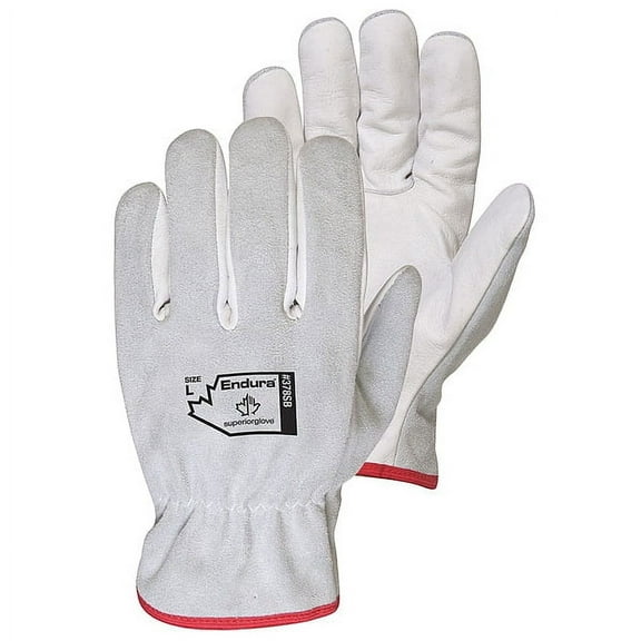 Endura Leather Drivers Gloves, Safety, White, M, 12 PK 378SB-M