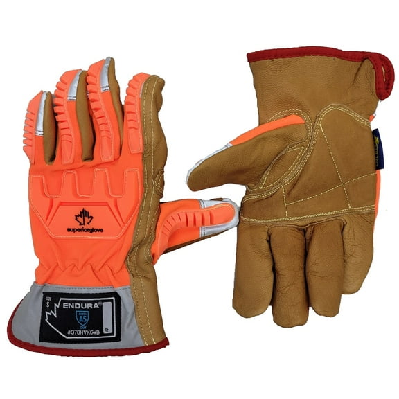Endura Oilbloc Goatskin Kevlar-Lined Anti-Impact Driver Gloves Orange Large