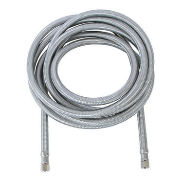 Endurance Pro 10 Foot Universal Ice Maker Flexible Braided Stainless Steel Water Supply Hose Connector Connection, 1/4 x 1/4 Inch Compression Fittings