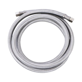 Endurance Pro 5 Foot Universal Ice Maker Flexible Braided Stainless Steel Water Supply Hose Connector Connection, 1/4 x 1/4 Inch Compression Fittings