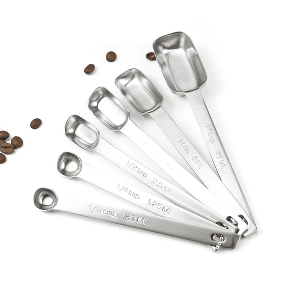 Endurance Stainless Steel Measuring Spoons, Stackable Design for Compact Storage, 6 Essential Pieces