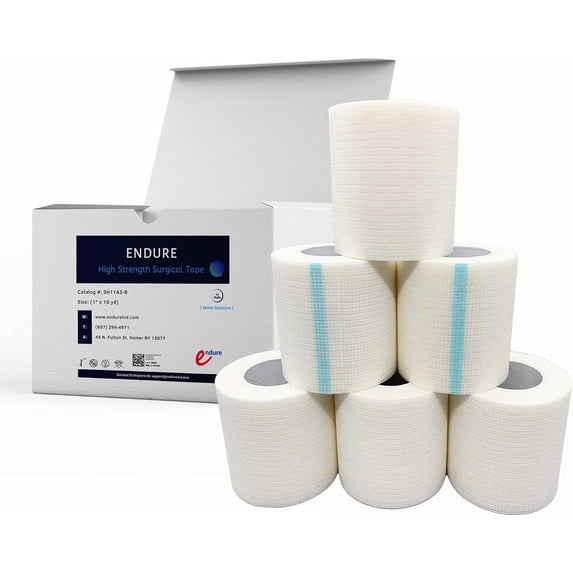 Endure Altape, Hypoallergenic High Strength Cloth Medical Tape, 6 Pack Durable Cloth First Aid Tape, Tears Easily (2 Inches Width x 10 Yards Length)