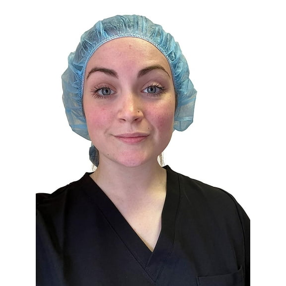 Endure Disposable Bouffant cap- Blue, Hair Head Cover Net, Handmade, Nonwoven PP, Case of 400 (21")