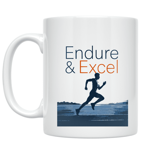 Endure & Excel Runner Silhouette Art - Endurance Athlete - 11 oz Ceramic Coffee Mug