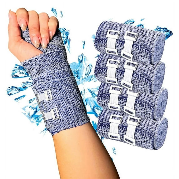 Endure Ice Bandage, Cold Compression Wraps, for Pain Relief, Strains, Bruises,Instant Cooling, Muscle Recovery and Swelling (4 inches x 4.5 Yard), 4 Pack