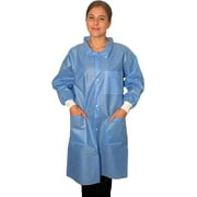 Endure Lab Coat - Disposable, Knee Length, Knit Cuffs, Traditional Collar, SMS Material, Case of 30, Small