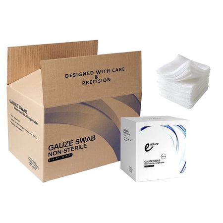 Case of 4000 Pcs - 4" x 4" Non-Sterile Gauze Swab Standard, Folded Edge, Endure Industries