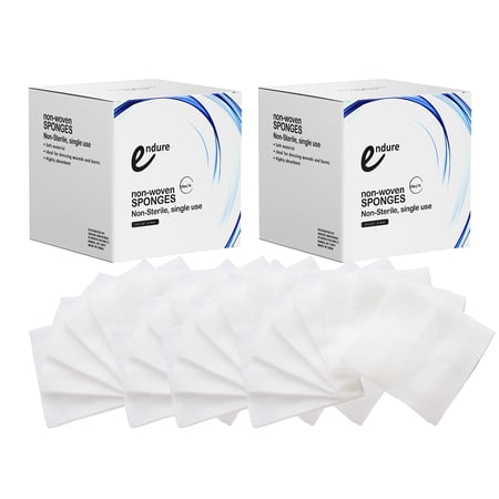 200 Pcs - 4" x 4" Non-Woven Sponge Non-Sterile Standard, Folded Edge