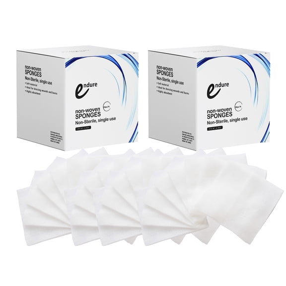 200 Pcs - 4" x 4" Non-Woven Sponge Non-Sterile Standard, Folded Edge