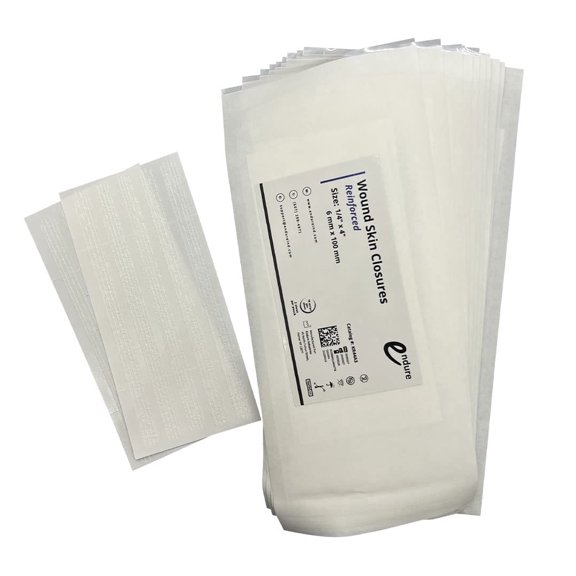 Endure Wound Skin Closures Strips, 5 Strips per Sheet, 2 Sheets per Pouch, 10 Pouches per Box, 100 Strips Total (1/4 x 4 Reinforced)