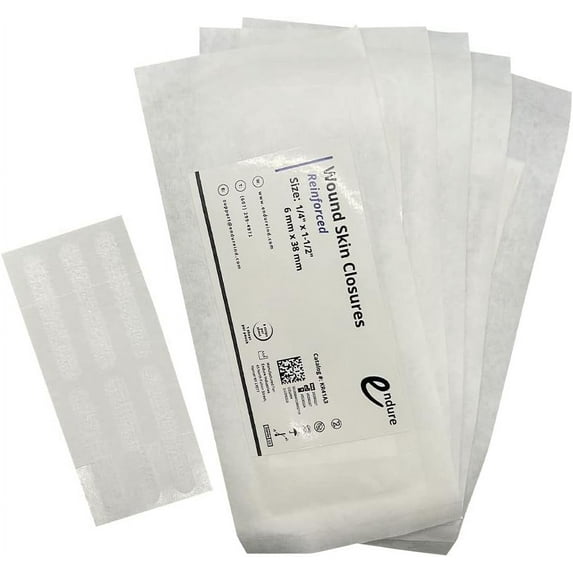 Endure Wound Skin Closures Strips, 6 Strips per Sheet, 1 Sheet per Pouch, 5 Pouches per Box, 30 Strips Total. (1/4 ” x 1 1/2” Reinforced)