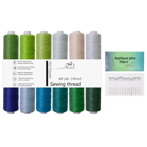 Enduring 40s/2 Polyester Thread Pack 12 Bright Tone Smooth Sewing Machine Friendly Fade Resistant