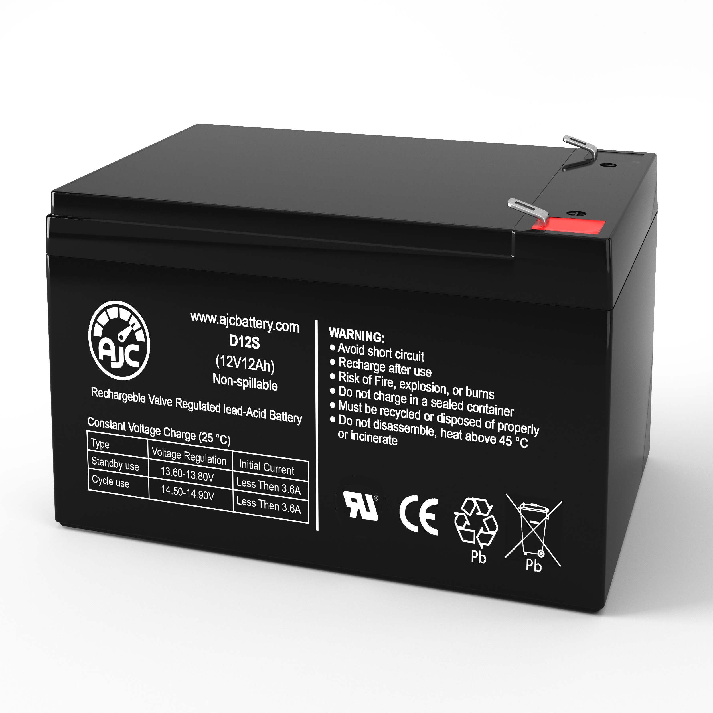 Enduring 6FM12 T2 12V 12Ah UPS Battery - This Is an AJC Brand Replacement - image 1 of 6