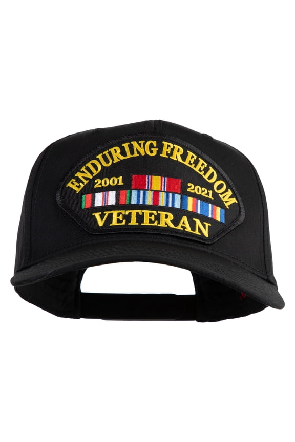 Enduring Freedom 2001-2021 Veteran Patched Solid Cotton Twill 5 Panel Prostyle Snap Cap - Black OSFM