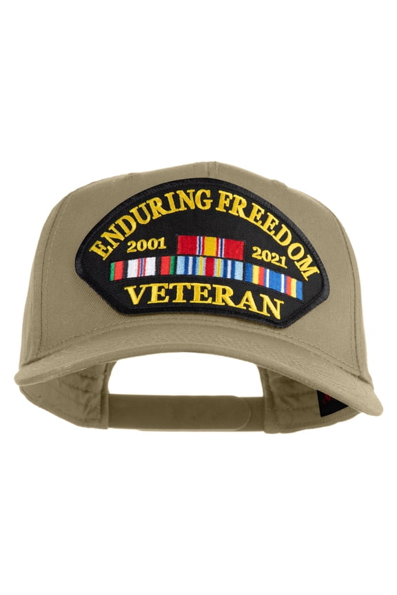 Enduring Freedom 2001-2021 Veteran Patched Solid Cotton Twill 5 Panel Prostyle Snap Cap - Khaki OSFM