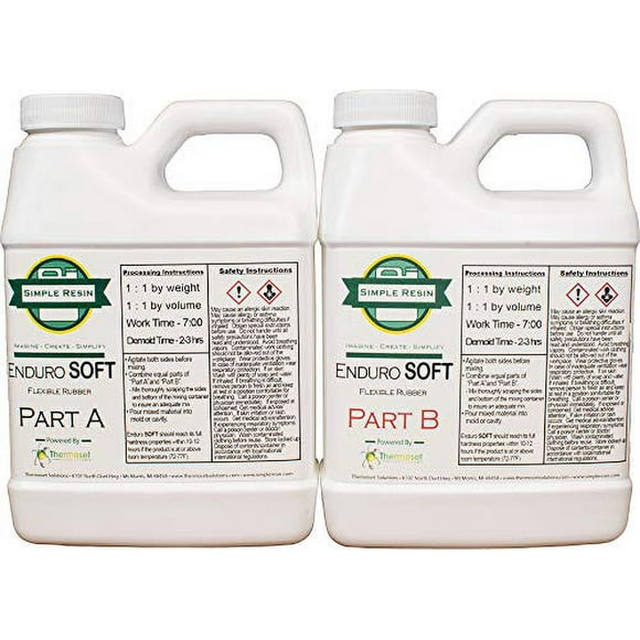 Enduro Soft - 2 Part Liquid Polyurethane Casting Rubber - Durable, Rubber Casting Resin - Soft Rubber Feel (2 lb kit (32 oz kit))