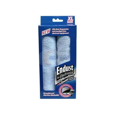 Endust Large-Sized Microfiber Towels Two-Pack 15 x 15 Unscented Blue 2/Pack 11421