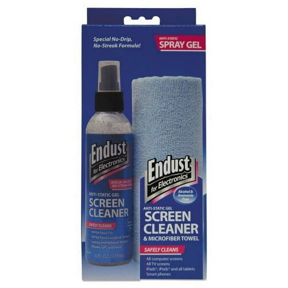 Endust LCD/Plasma Cleaning Gel Spray, 6 oz, Pump Spray Bottle with Microfiber Cloth, Each