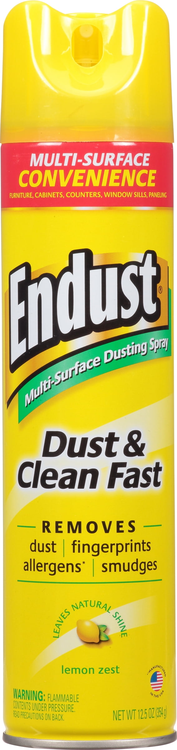 Endust MultiSurface Dusting And Cleaning Spray, Lemon Zest, 12.5 Oz