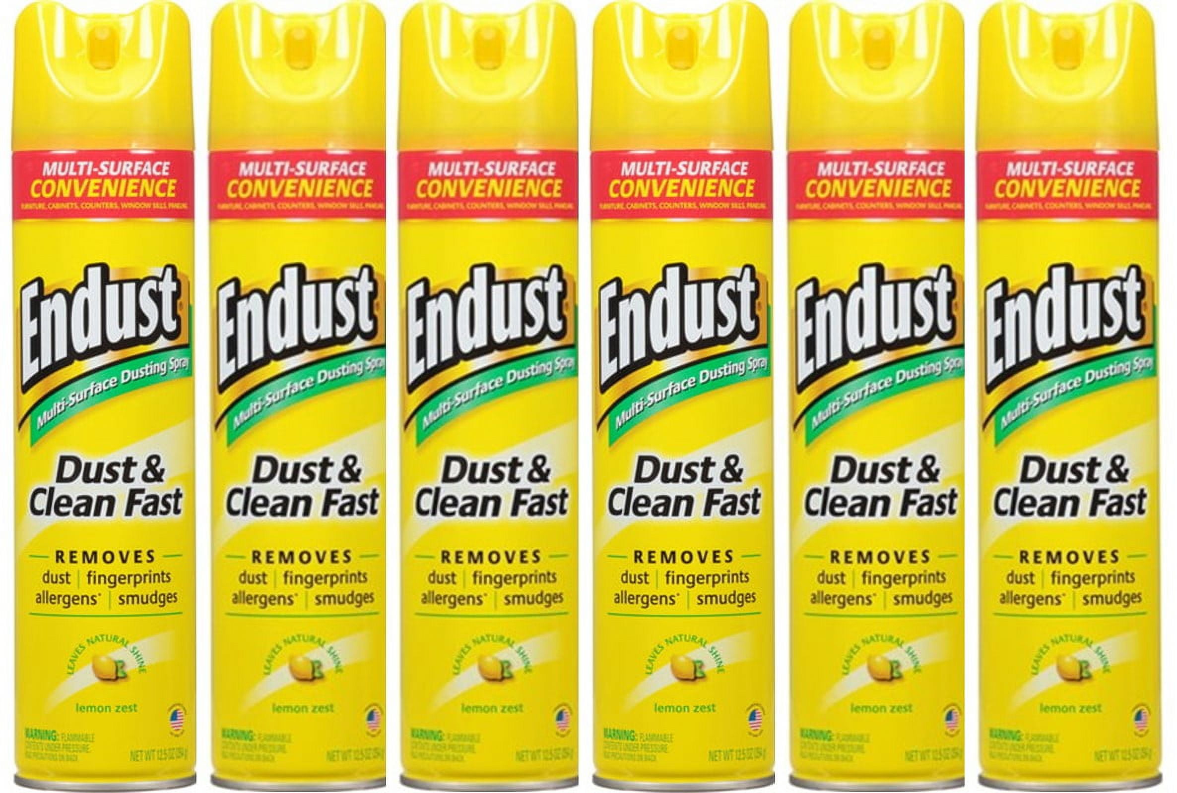 Endust Multi-Surface Dusting & Cleaning Spray, Lemon Zest 12.50 oz (Pack of 6)