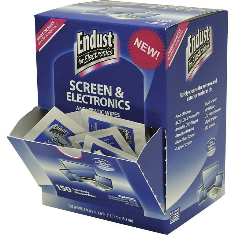 Endust Screen/Electronics Clean Wipes - For Smartphone, Handheld Device, Notebook, LCD, GPS Navigation System, Display Screen - Anti-static, Alcohol-free, Ammonia-free, Soft, Non-abrasive - 150 / Pack - Blue Endust Screen/Electronics Clean Wipes - For Smartphone, Handheld Device, Notebook, LCD, GPS Navigation System, Display Screen - Anti-static, Alcohol-free, Ammonia-free, Soft, Non-abrasive - 150 / Pack - Blue