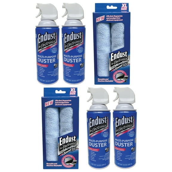 Endust for Electronics 11407 Electronics Duster (10oz; with Bitterant #152), 2 Pack & Twin Micro Fiber, 2 Pack