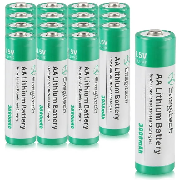 Enegitech AA Lithium Batteries, 1.5V 3000mAh Non-Rechargeable Double A Battery for Blink Camera Weather Station Toy 16 Pack